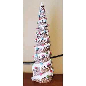 12 In Gingerbread Cookie Waffle Cone Christmas Tree Candy Glitter Frosted Resin